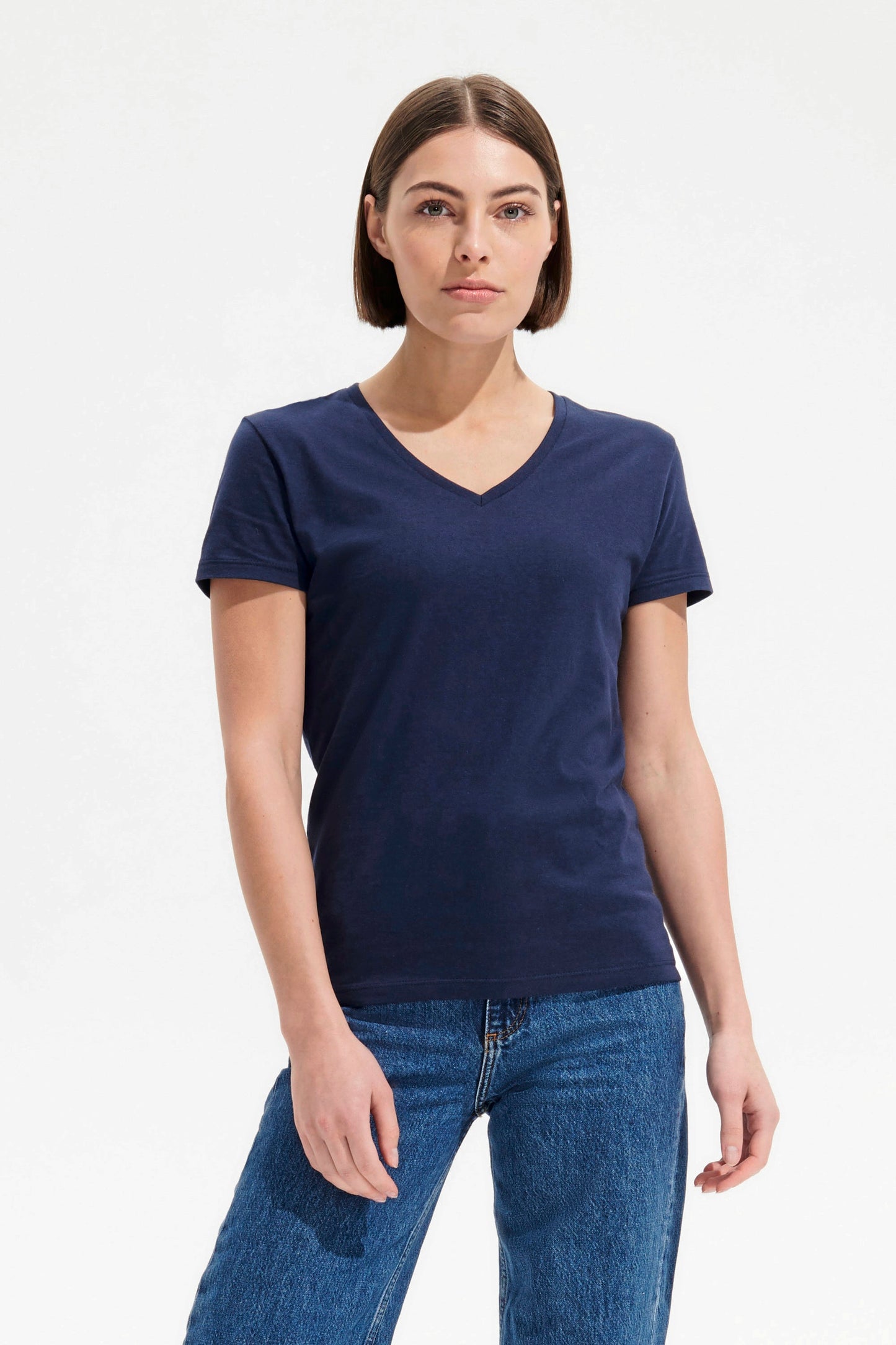 T-shirt donna scollo V stretch
