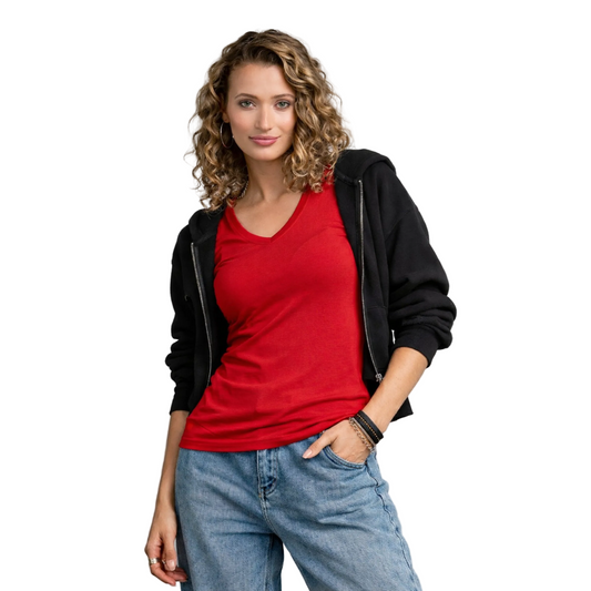 Damen T-Shirt mit V-Ausschnitt 